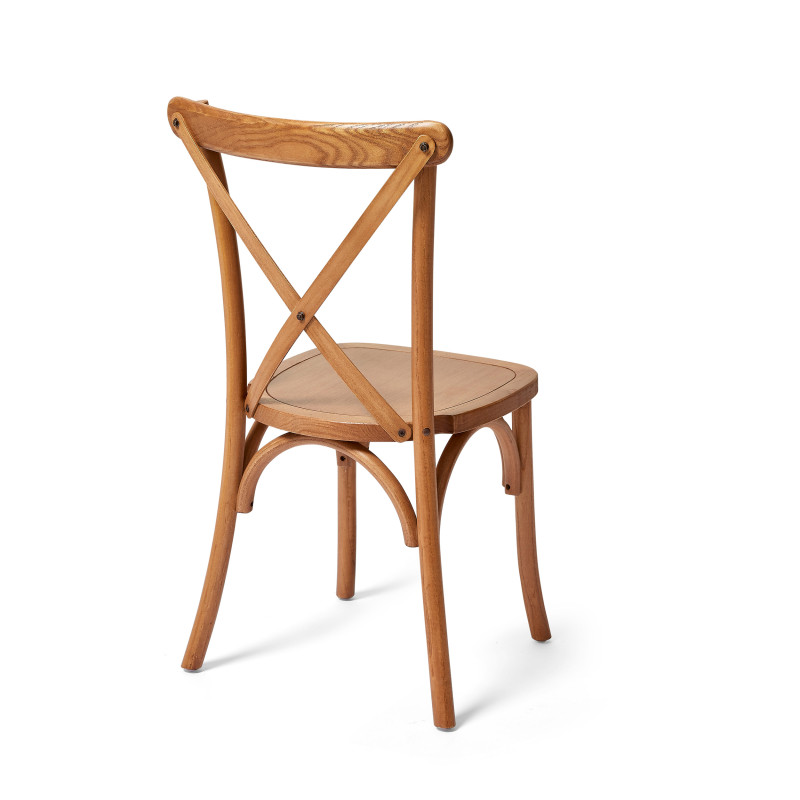 Chaise empilable en bois Crossback - Bois/marron clair - Lot de 7 - Veba