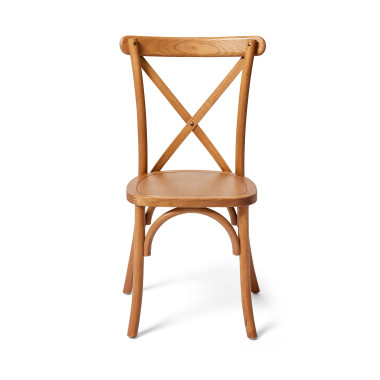 Chaise empilable en bois Crossback - Bois/marron clair - Lot de 7 - Veba