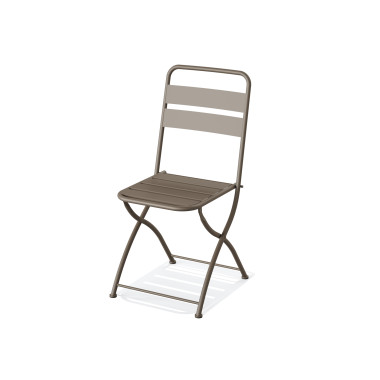 Chaise bistro pliante en metal Breeze - Cappuccino - Lot de 2 - Veba
