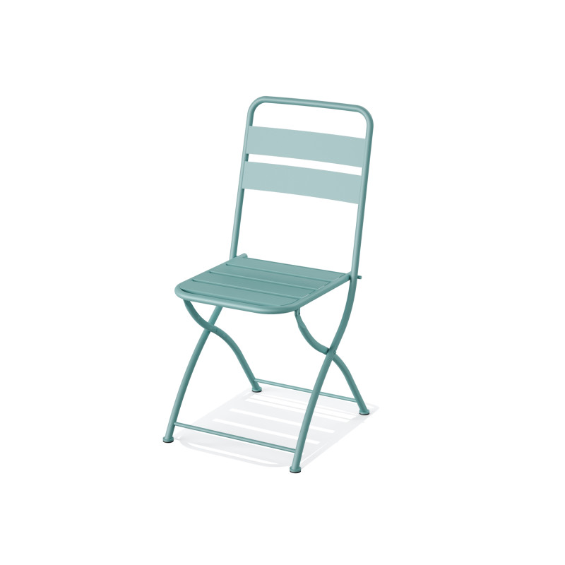 Chaise bistro pliante en metal Breeze - Bleu - Lot de 2 - Veba