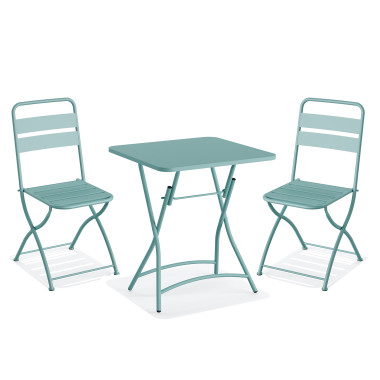 Set table et chaises bistro en metal Breeze - Bleu - Veba