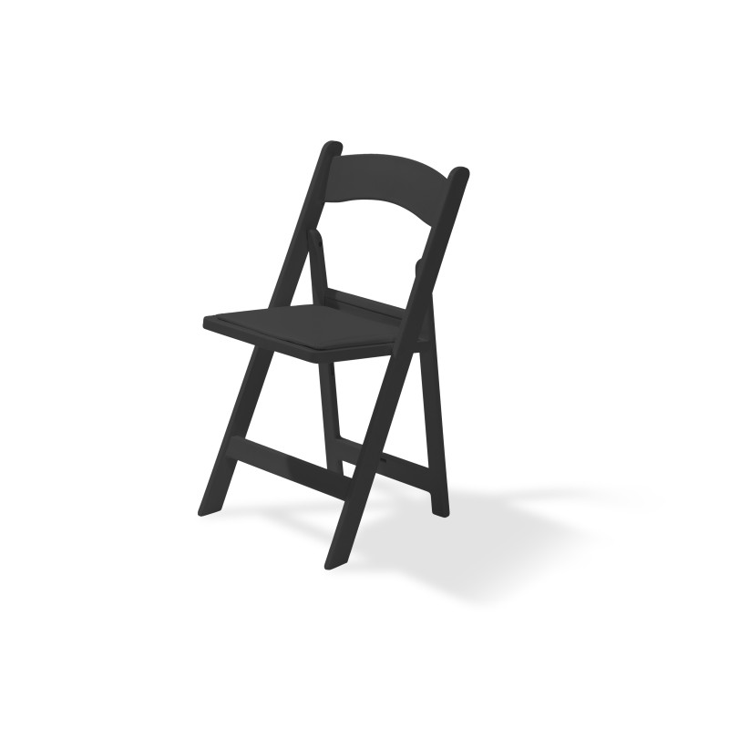 Chaise de mariage pliante avec galette en similicuir intégrée Mary - Noir - Lot de 4 - Veba