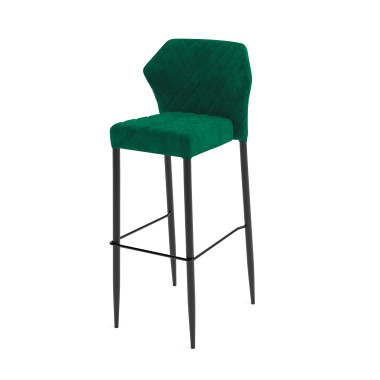 Tabouret de bar en velours Louis - Vert - Lot de 2 - Veba