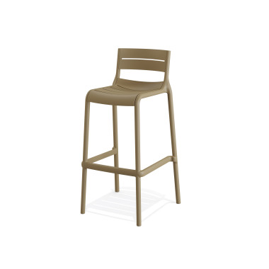 Tabouret de bar empilable en polypropylène Calor - Sable - Lot de 4 - Veba
