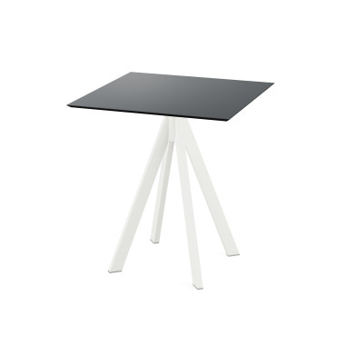 Table bistro Infinity avec piètement blanc + plateau hpl noir 70x70 cm - Veba
