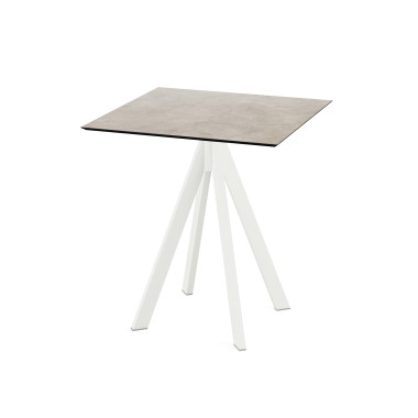 Table bistro Infinity avec piètement blanc + plateau hpl moonstone 70x70 cm - Veba