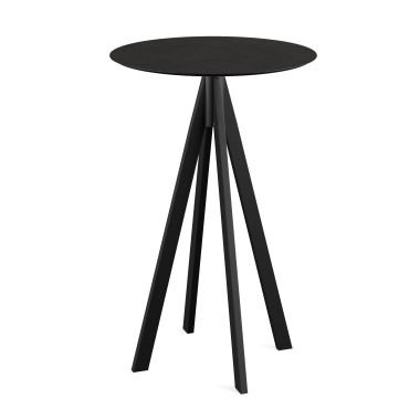 Mange debout Infinity avec piètement noir + plateau hpl noir ø 70 cm - Veba