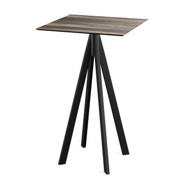 Mange debout Infinity avec piètement noir + plateau hpl tropical wood 70x70 cm - Veba