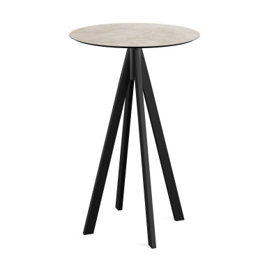 Mange debout Infinity avec piètement noir + plateau hpl moonstone ø70 cm - Veba