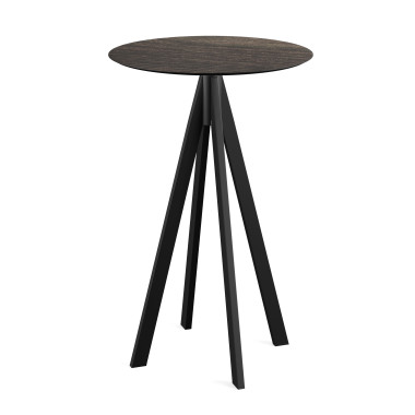 Mange debout Infinity avec piètement noir + plateau hpl riverwashed wood ø70 cm - Veba