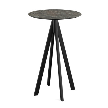 Mange debout Infinity avec piètement noir + plateau hpl galaxy marble ø70 cm - Veba