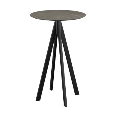 Mange debout Infinity avec piètement noir + plateau hpl midnight marble ø70 cm - Veba