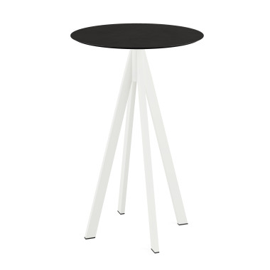 Mange debout Infinity avec piètement blanc + plateau hpl noir ø 70 cm - Veba