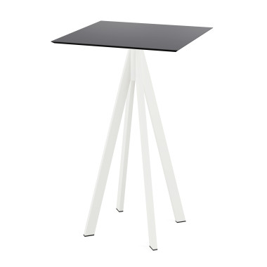 Mange debout Infinity avec piètement blanc + plateau hpl noir 70x70 cm - Veba