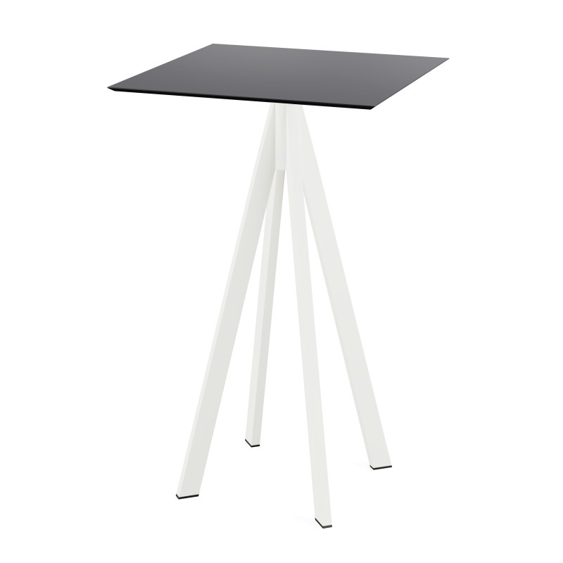 Mange debout Infinity avec piètement blanc + plateau hpl noir 70x70 cm - Veba