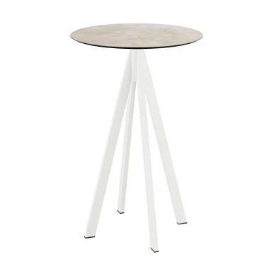 Mange debout Infinity avec piètement blanc + plateau hpl moonstone ø70 cm - Veba