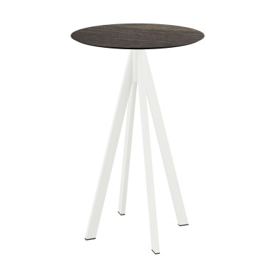 Mange debout Infinity avec piètement blanc + plateau hpl riverwashed wood ø70 cm - Veba