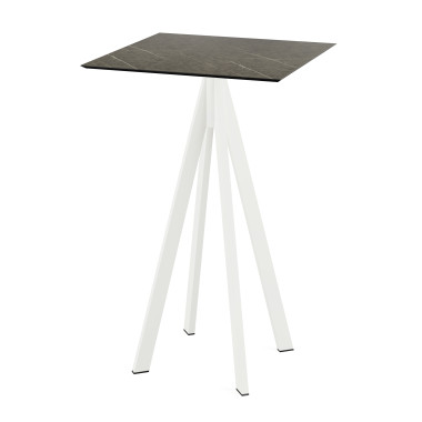 Mange debout Infinity avec piètement blanc + plateau hpl midnight marble 70x70 cm - Veba
