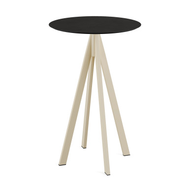 Mange debout Infinity avec piètement sable + plateau hpl noir ø 70 cm - Veba