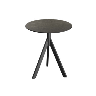 Table bistro Infinity Tripod avec piètement noir + plateau hpl midnight marble ø70 cm - Veba