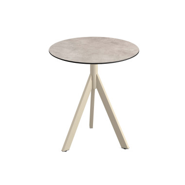 Table bistro Infinity Tripod avec piètement sable + plateau hpl moonstone ø70 cm - Veba