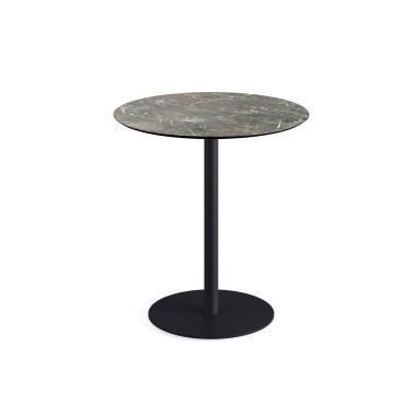 Table bistro Urban avec piètement noir + plateau hpl galaxy marble ø70 cm - Veba