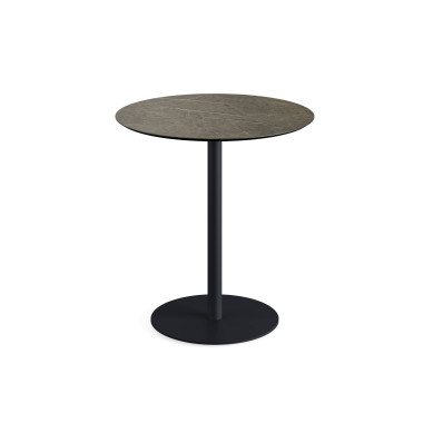 Table bistro Urban avec piètement noir + plateau hpl midnight marble ø70 cm - Veba