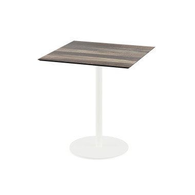 Table bistro Urban avec piètement blanc + plateau hpl tropical wood 70x70 cm - Veba