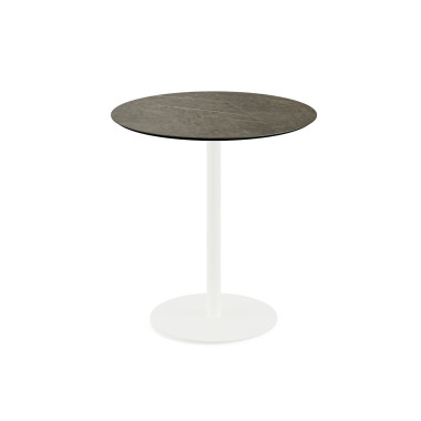 Table bistro Urban avec piètement blanc + plateau hpl midnight marble ø70 cm - Veba