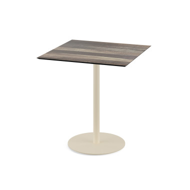 Table bistro Urban avec piètement sable + plateau hpl tropical wood 70x70 cm - Veba