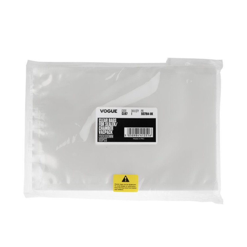 Sacs d'emballage sous vide lisses 200 x 300mm (lot de 100) - Vogue