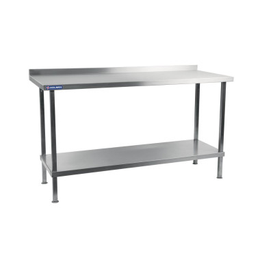 Table murale en acier inoxydable Holmes avec dosseret 1800 mm - Vogue