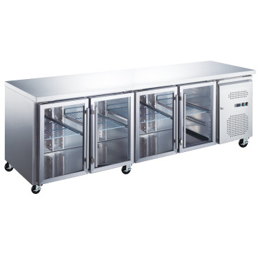 Table réfrigérée - 223 cm - 4 portes vitrées - Maxima  au meilleur prix sur Restock CHR