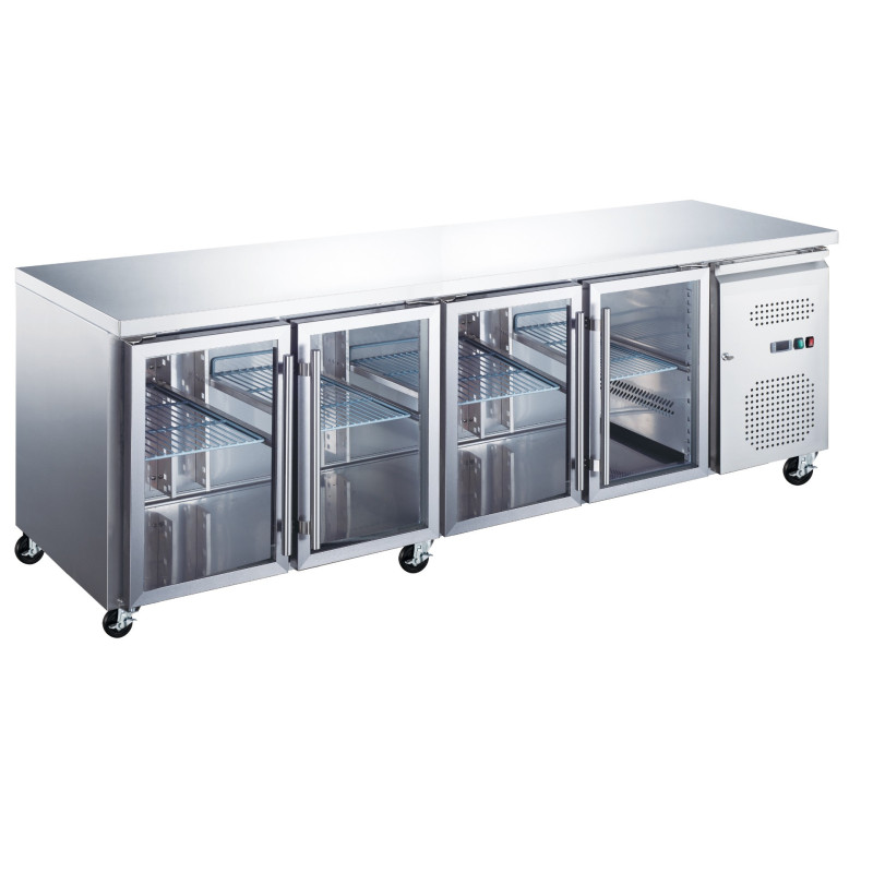 Table réfrigérée - 223 cm - 4 portes vitrées - Maxima  au meilleur prix sur Restock CHR