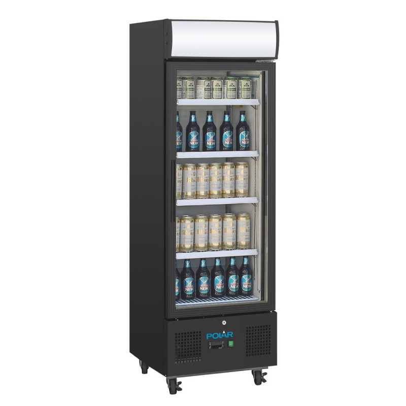 Vitrine réfrigérée positive avec caisson lumineux Série G 218L noire - Polar