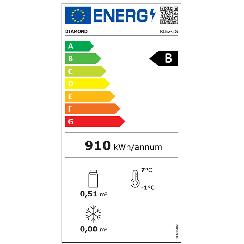 Refroidisseur de bouteilles 2 portes vitrées, 320 litres, pieds réglables - Diamond  au meilleur prix sur Restock CHR