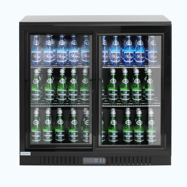 Réfrigérateur de bar CANDOUR 198L avec porte coulissante - 900x520x(H)835 - noir - Finedine  au meilleur prix sur Restock CHR