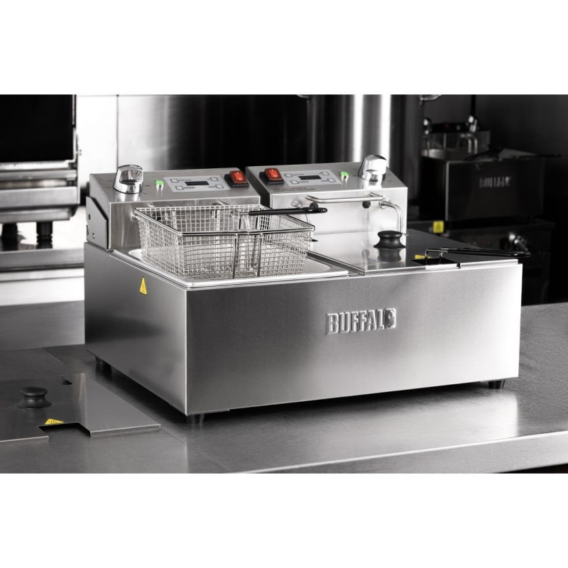 Friteuse électrique double avec minuterie 2x5L - Buffalo