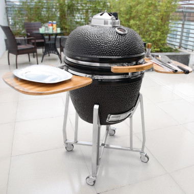 Barbecue kamado sur chariot avec tablettes - Buffalo