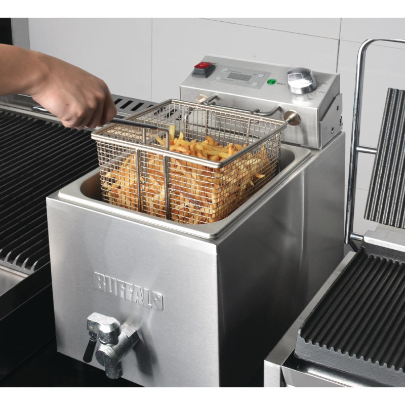 Friteuse simple - 1 x 8L 2,9kW avec minuterie - Buffalo