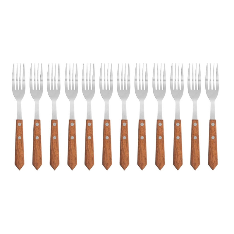 Fourchettes à viande manche en bois (Lot de 12) - Olympia