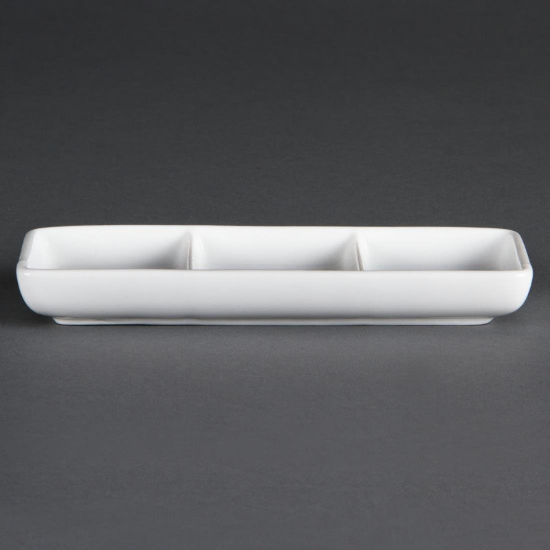 Plat à 3 compartiments blanc (Lot de 12) - Olympia