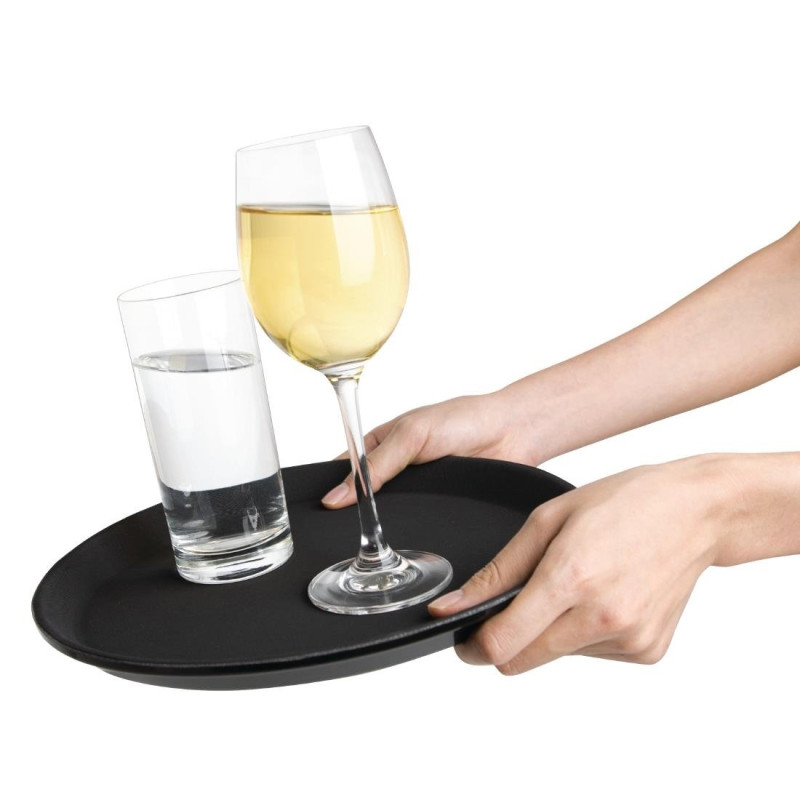 Plateau antidérapant en plastique Kristallon rond noir 280mm - Olympia