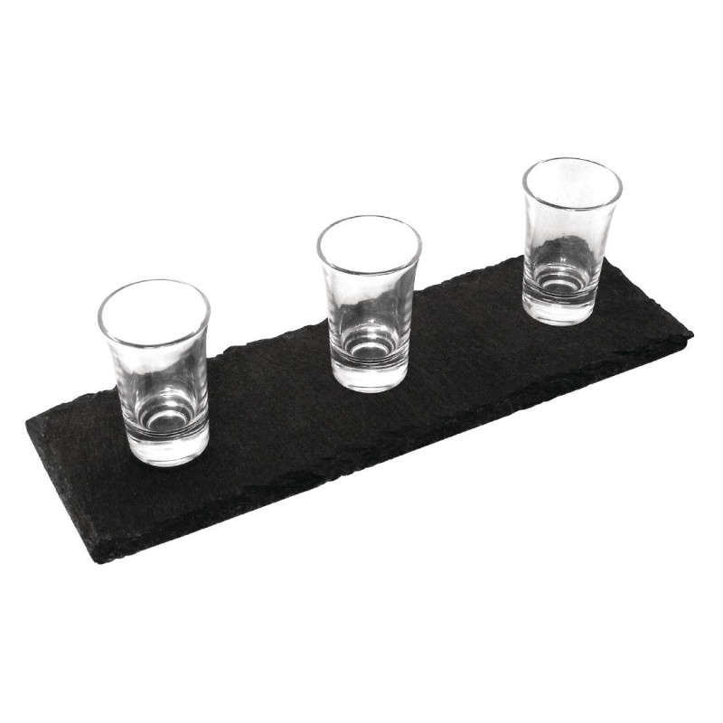 Plateau de présentation en ardoise naturelle 300x100mm (Lot de 4) - Olympia