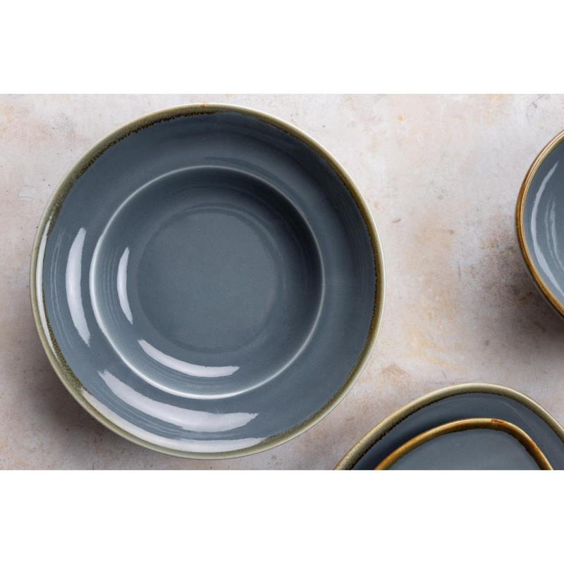 Assiettes À Pâtes Kiln Couleur Océan 250mm (Lot de 4) - Olympia