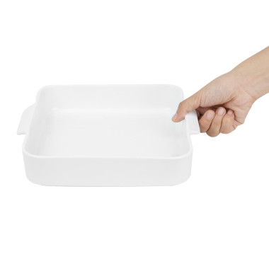 Plats à four carrés avec poignées Whiteware 260x225x50mm (lot de 2) - Olympia