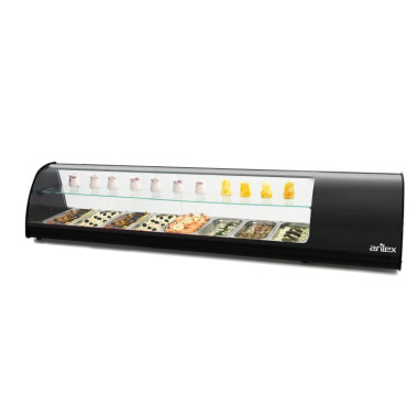 Vitrine réfrigérée - 8 bacs GN1/3 - Double étages - Pour tapas - Couleur noire - Arilex  au meilleur prix sur Restock CHR