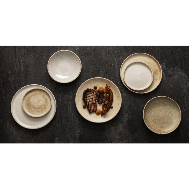 Assiettes creuses calottes beige moucheté Canvas 23 cm - Olympia