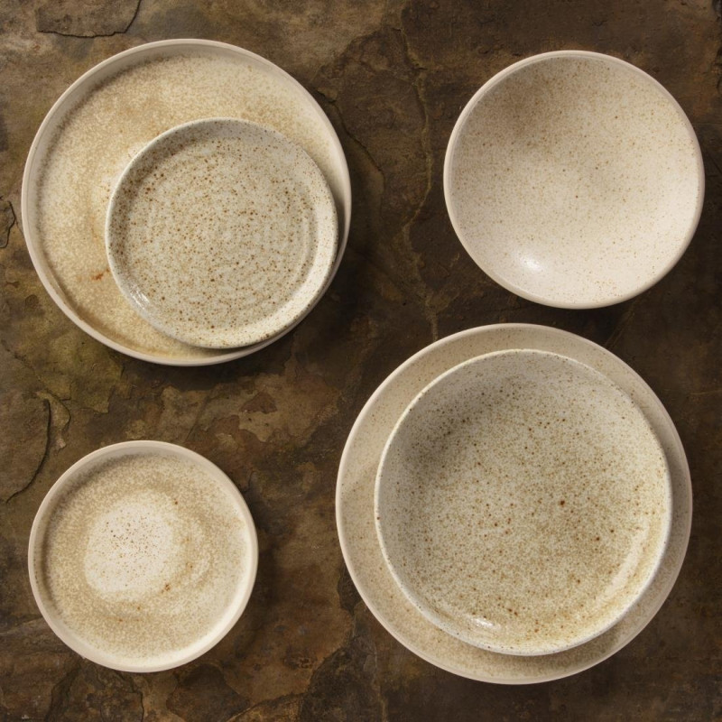 Assiettes creuses calottes beige moucheté Canvas 23 cm - Olympia