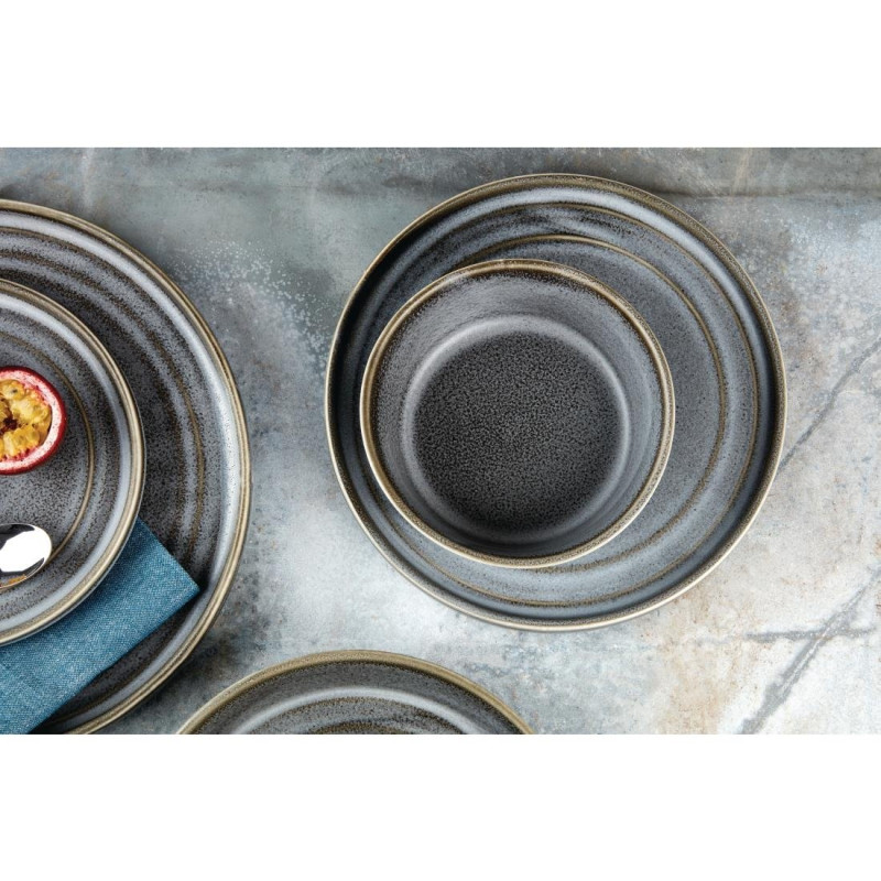Assiettes Plates Rondes Cavolo Anthracite 180mm (Lot de 4) - Olympia